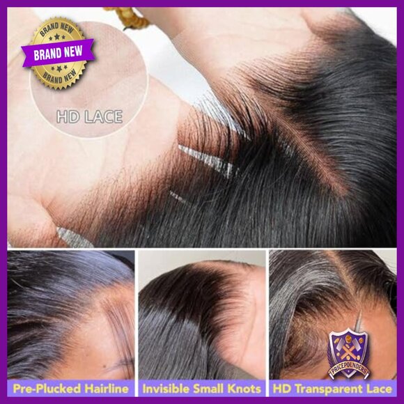 36 Inch Straight Human Hair Wig 13x6 Lace Front Glueless Natural main image 4